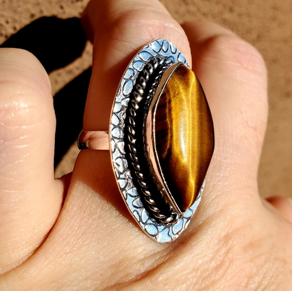 New Tiger Eye 925 Silver Ring. - Picture 5 of 12